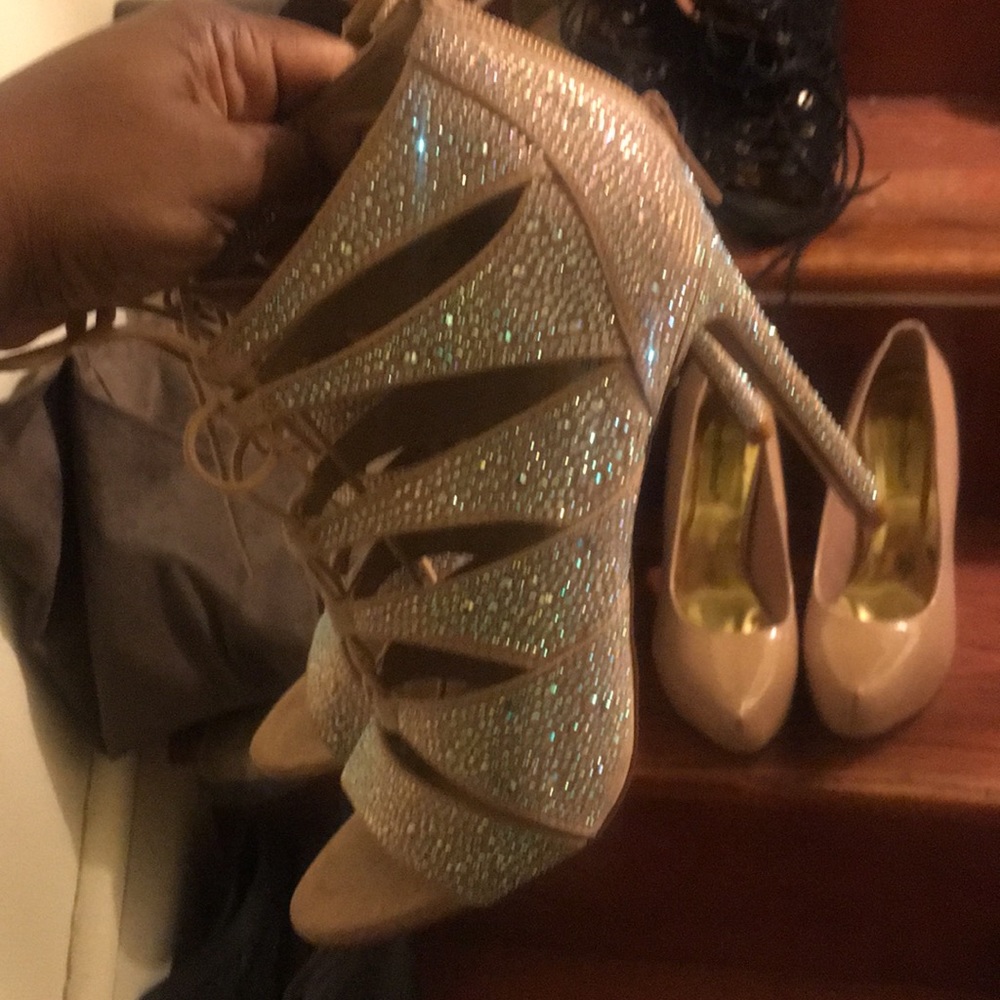 Steve Madden tie up sparkling heels